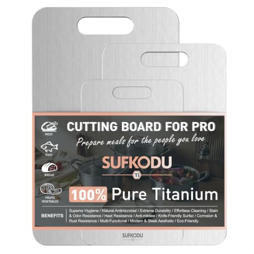 3 Piece Titanium Cutting Boards Kitchen, Double