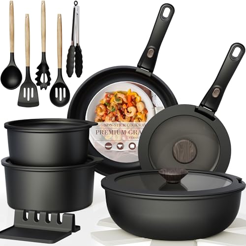 Astercook 21 Pcs Pots Pans Set Non Stick, Ceramic